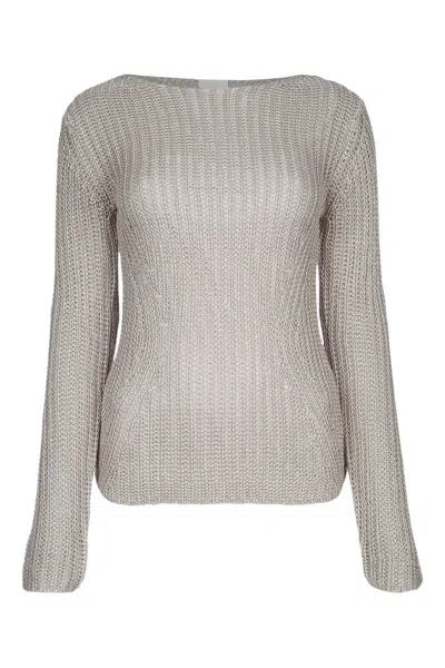 Calvin Klein Silk Blend Relaxed Swtr In Silverlining