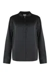 Calvin Klein Satin Long-sleeve Shirt In Black
