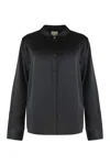 Calvin Klein Satin Long-sleeve Shirt In Black