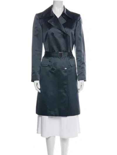 Pre-owned Calvin Klein Silk Trench Coat In Blue