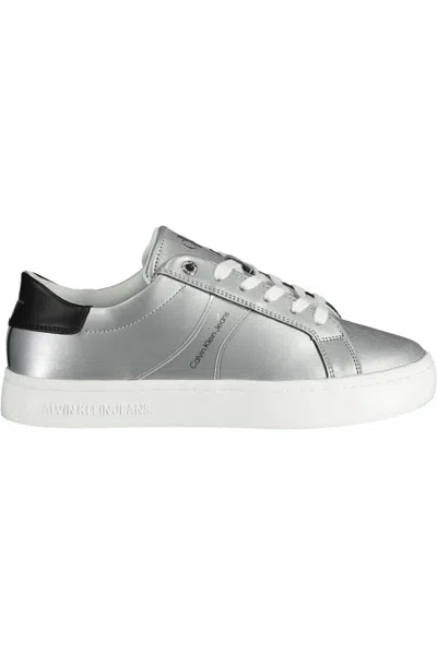 Calvin Klein Silver Cotton Sneaker In White