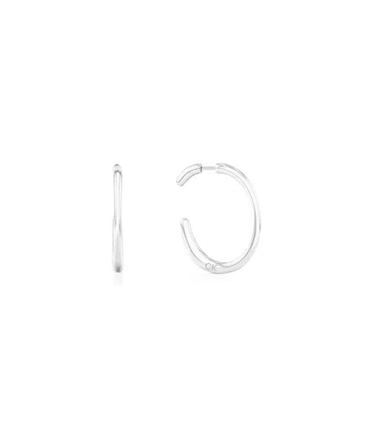 Calvin Klein Silver-tone Stainless Steel Mini Hoop Earring In Silver Tone