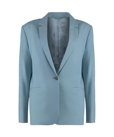 Calvin Klein Single-breasted Blazer In Light Blue