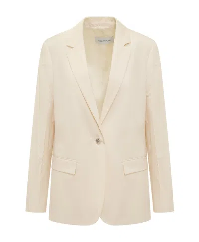 Calvin Klein Single Breasted Tailored Jacket In Nude