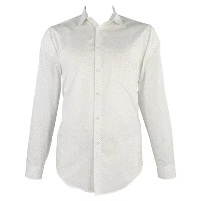Pre-owned Calvin Klein Size L White Blue Letters Cotton Long Sleeve Shirt