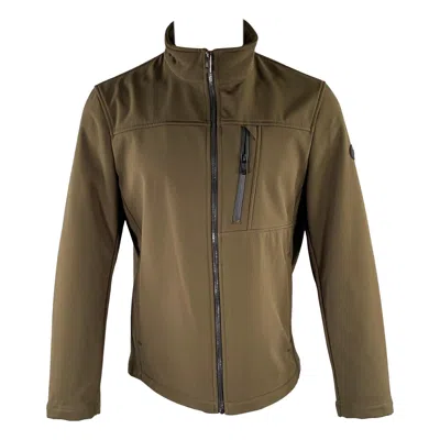 Pre-owned Calvin Klein Size M Olive Polyester Spandex Zip Up Jacket In Brown