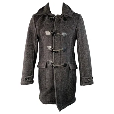 Pre-owned Calvin Klein Size S Black Charcoal Herringbone Toggle Closure Coat