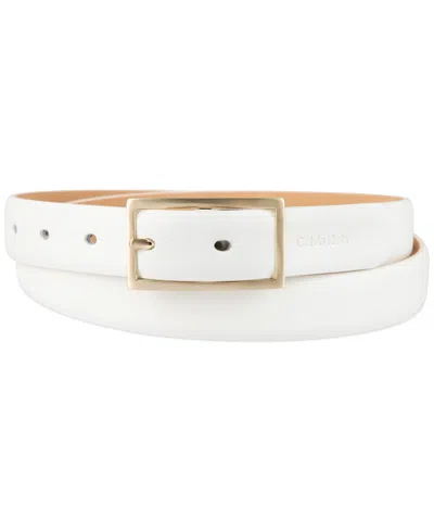 Calvin Klein Skinny Center-bar-buckle Dress Belt In Bone