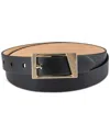 Calvin Klein Skinny Geometric Center Bar Buckle Dress Belt In Black