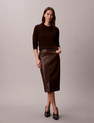 Calvin Klein Skirt In Faux Leather Woman Rich Brown