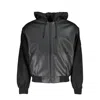 Calvin Klein Sleek Black Contrast-trim Jacket With Hood