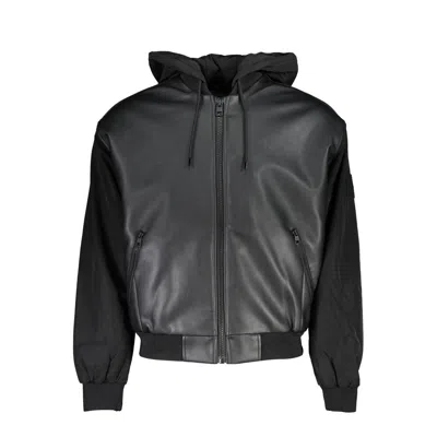 CALVIN KLEIN SLEEK BLACK CONTRAST-TRIM JACKET WITH HOOD