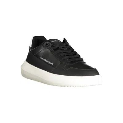 Calvin Klein Sleek Black Lace-up Sneakers With Contrast Details
