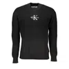 Calvin Klein Sleek Cotton Crew Neck Sweater With Contrast Details In Black