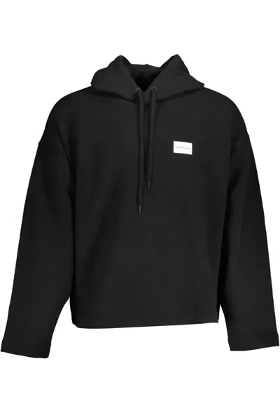 Calvin Klein Sleek Cotton Hooded Sweatshirt In Black