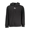 Calvin Klein Sleek Embroidered Hooded Sweatshirt In Black