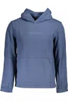 Calvin Klein Sleek Hooded Sweater With Central Pocket In Blue