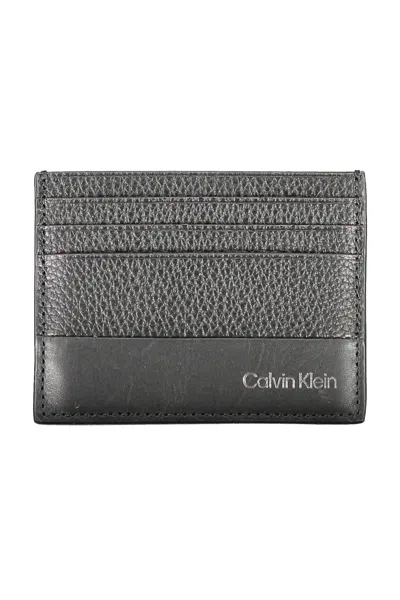 Calvin Klein Sleek Leather Card Holder In Timeless Men's In Black