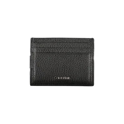 Calvin Klein Sleek Leather Card Holder With Money Clip In Black