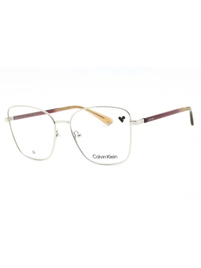 Calvin Klein Sleek Metal Cat Eye Women's Eyeglasses In Neutral