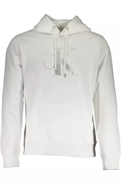 Calvin Klein Sleek Organic Cotton Hooded Sweatshirt In White