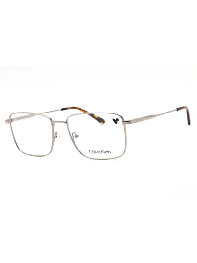 Calvin Klein Sleek Rectangular Metal Eyeglasses For Men In Metallic