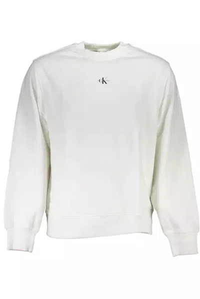 Calvin Klein Sleek White Cotton Sweatshirt With Logo Print