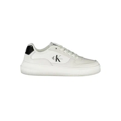 Calvin Klein Sleek White Lace-up Sneakers With Contrast Details