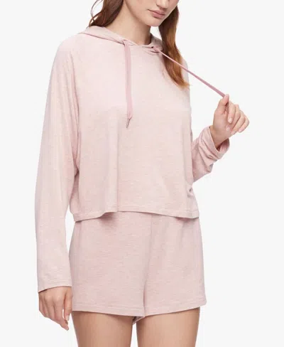 Calvin Klein Sleepwear Pure Lounge Long Sleeve Hoodie In Fresh Pink Heather In Multi