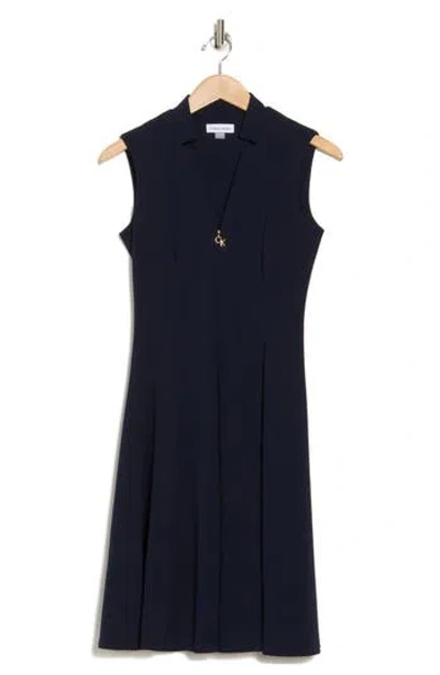 Calvin Klein Sleeveless A-line Dress In Indigo