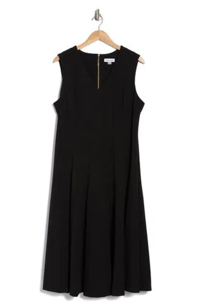 Calvin Klein Sleeveless A-line Midi Dress In Black