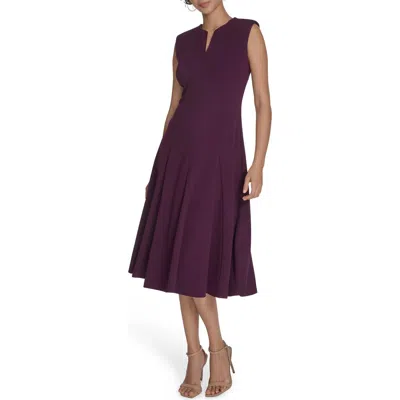 Calvin Klein Sleeveless A-line Midi Dress In Purple