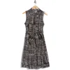 Calvin Klein Sleeveless A-line Shirtdress In Black/cream