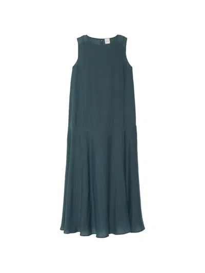 Calvin Klein Sleeveless A-line Midi Dress In Blue