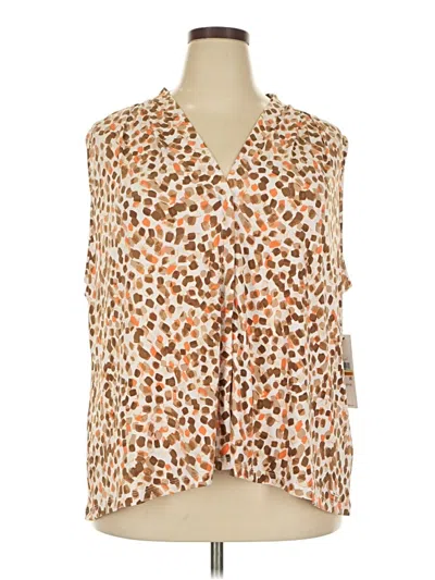 Calvin Klein Sleeveless Button Down Shirt In Multi