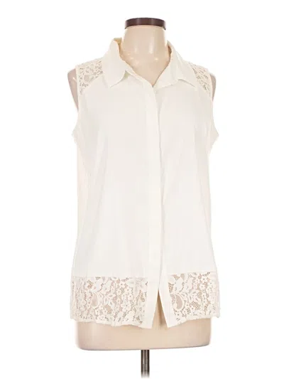 Pre-owned Calvin Klein Sleeveless Button Down Shirt In Ivory