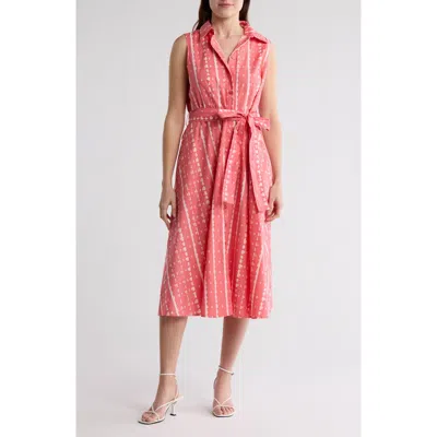 Calvin Klein Sleeveless Cotton Shirtdress In Tulip Multi