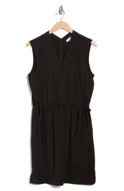 Calvin Klein Sleeveless Drawstring Waist Sheath Dress In Black