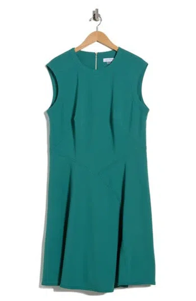 Calvin Klein Sleeveless Fit & Flare Midi Dress In Green