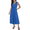Calvin Klein Sleeveless Knotted Waist Gauze Midi Dress In Capri