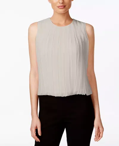Calvin Klein Sleeveless Pleated Blouse In White