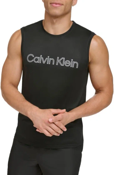 Calvin Klein Sleeveless Rashguard In Black