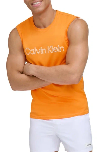 Calvin Klein Sleeveless Rashguard In Orange