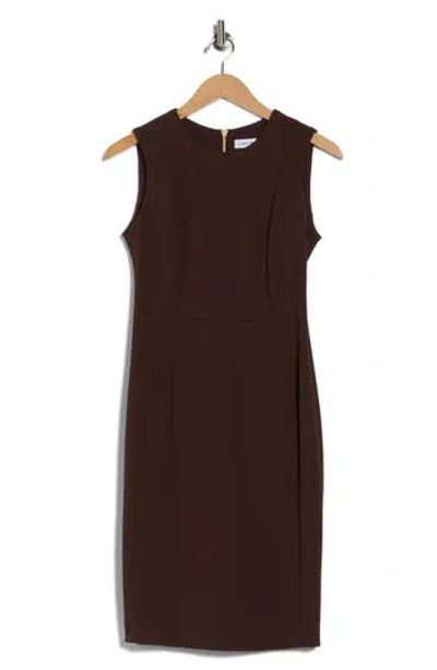 Calvin Klein Sleeveless Sheath Dress In Brown