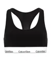 Calvin Klein Velvet Ribbed Bralette In Black