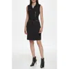 Calvin Klein Sleeveless Stretch Crepe Moto Dress In Black