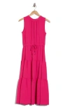 Calvin Klein Sleeveless Tiered A-line Midi Dress In Hibiscus