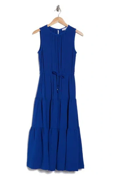 Calvin Klein Sleeveless Tiered A-line Midi Dress In Ultramarine