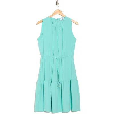 Calvin Klein Sleeveless Tiered Dress In Blue