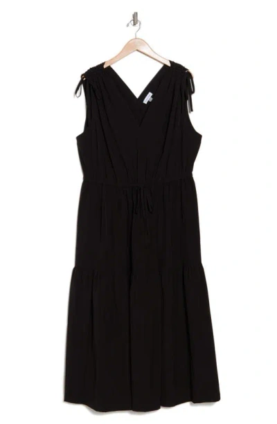 Calvin Klein Sleeveless Tiered Midi Dress In Black